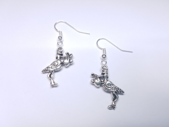 Storch Ohrringe silberfarben stork